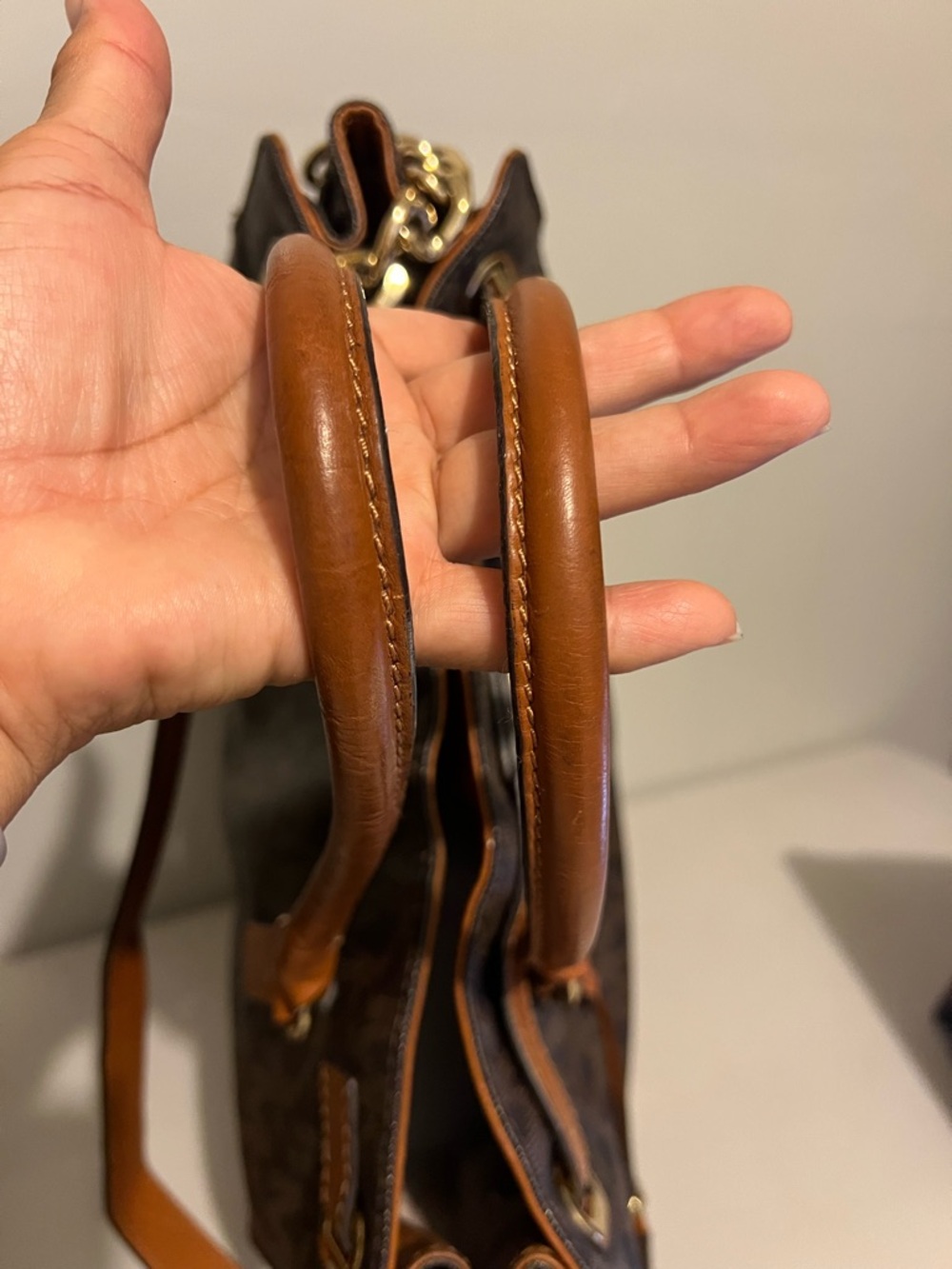 Michael Kors Brown Logo Tote with Tan Leather and Gold Hardware - Picture 8 of 13